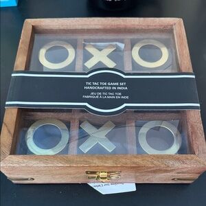 Gold Tic Tac Toe Game Set with wooden Storage Box
